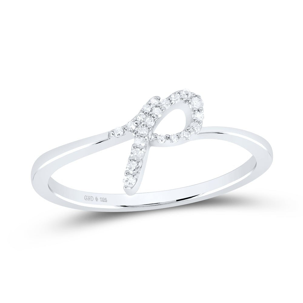 Sterling Silver Diamond Initial "P" Women's Ring 1/12 Cttw - Splendid Jewellery