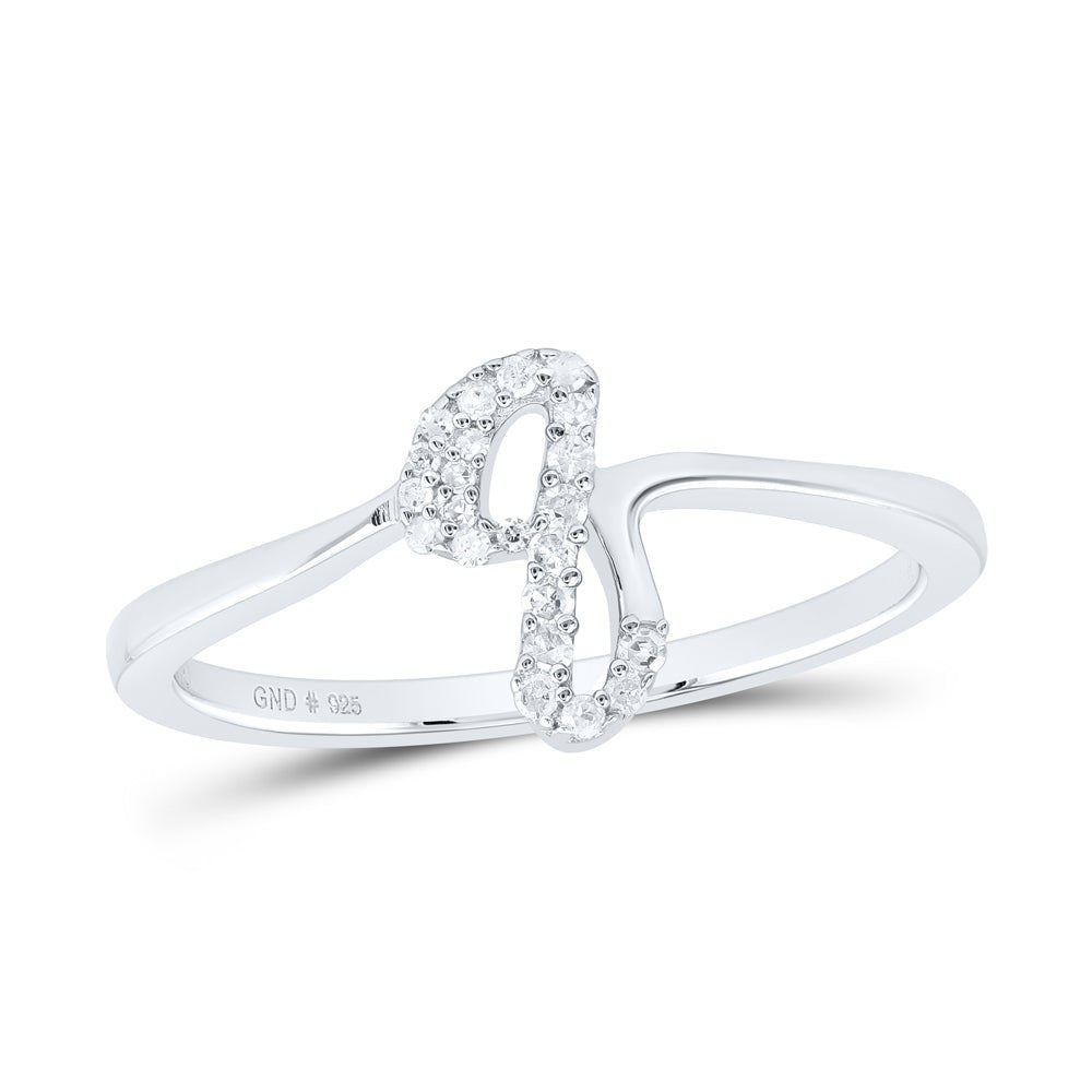 Sterling Silver Diamond Initial "Q" Women's Ring 1/12 Cttw - Splendid Jewellery