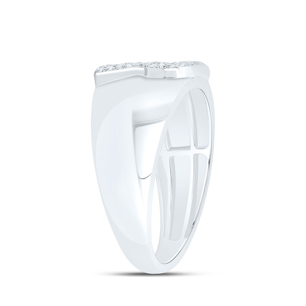 Sterling Silver Diamond Initial "R" Men's Ring 1/6 Cttw - Splendid Jewellery