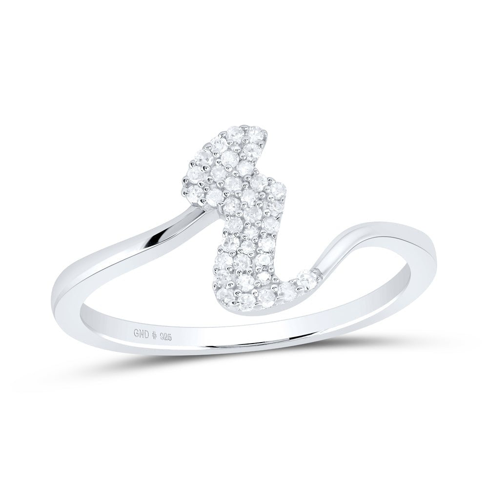 Sterling Silver Diamond Initial "R" Women's Ring 1/8 Cttw - Splendid Jewellery