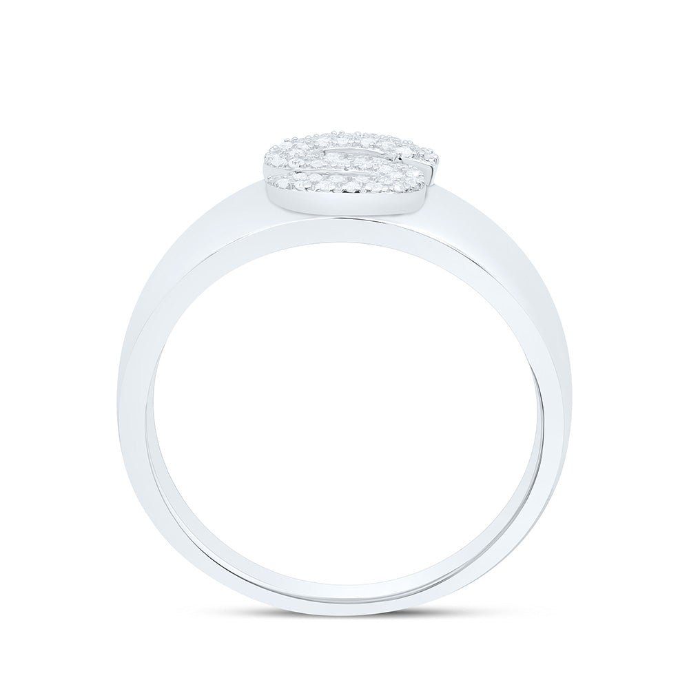 Sterling Silver Diamond Initial "S" Men's Ring 1/8 Cttw - Splendid Jewellery