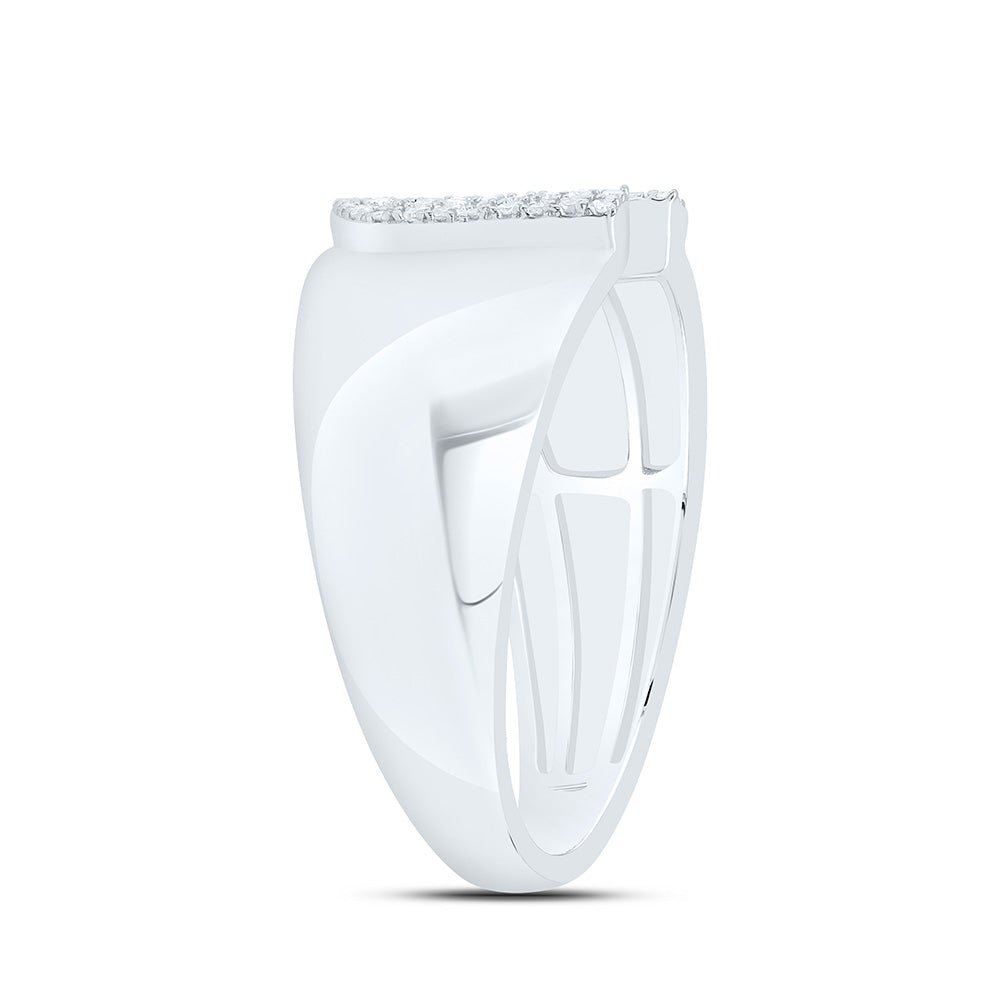 Sterling Silver Diamond Initial "U" Men's Ring 1/8 Cttw - Splendid Jewellery