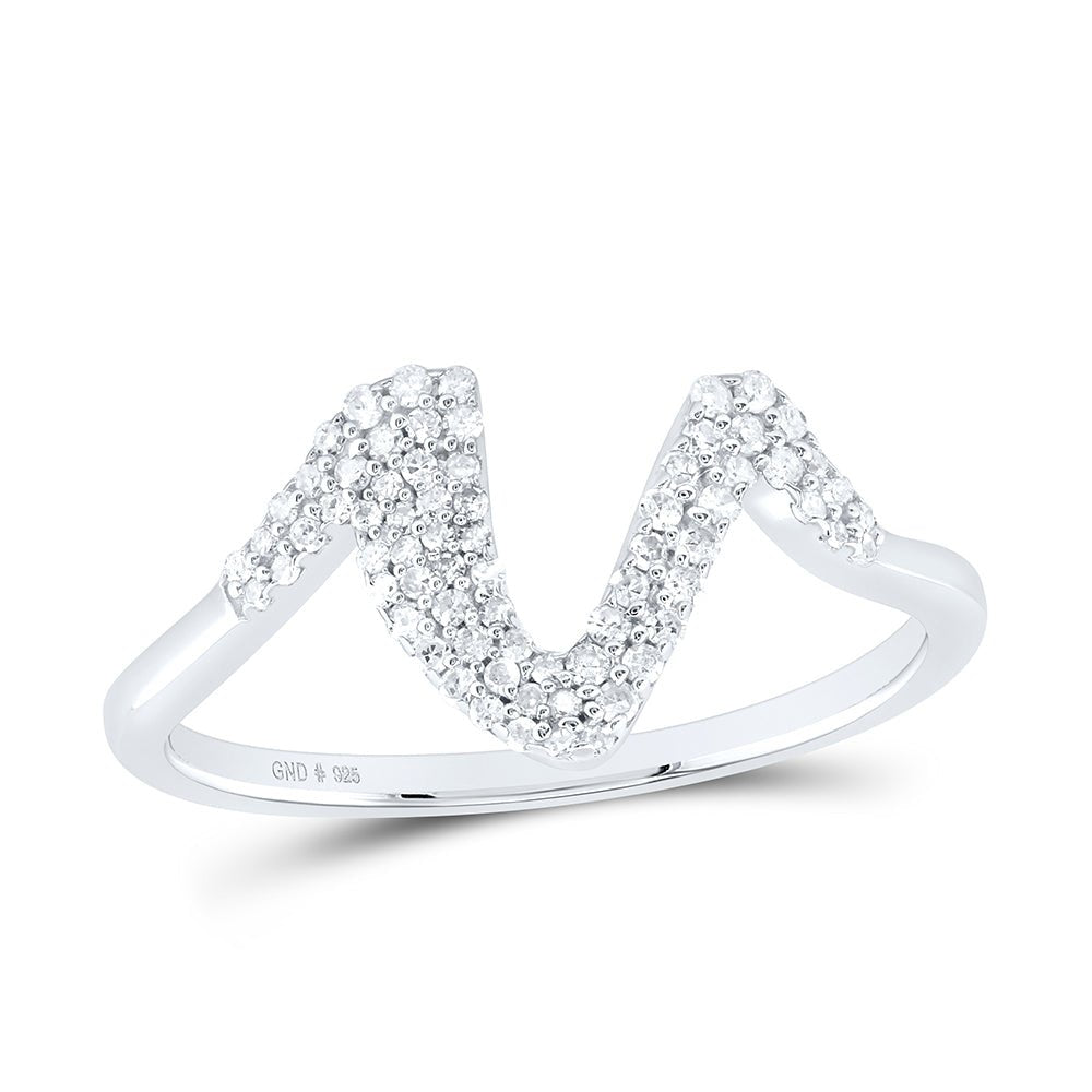 Sterling Silver Diamond Initial "V" Women's Ring 1/5 Cttw - Splendid Jewellery