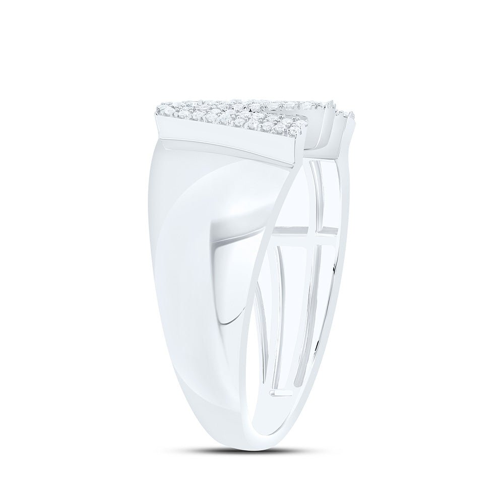 Sterling Silver Diamond Initial "W" Men's Ring 1/5 Cttw - Splendid Jewellery