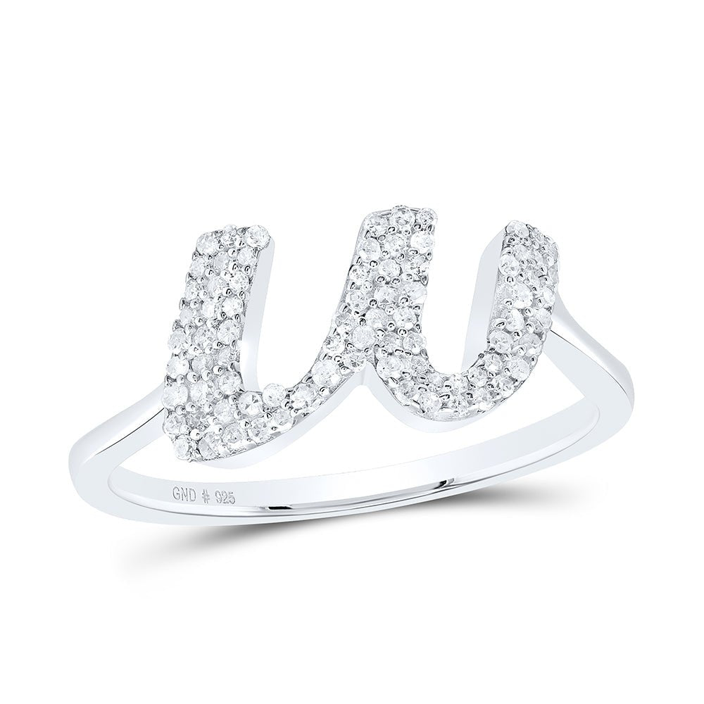 Sterling Silver Diamond Initial "W" Women's Ring 1/4 Cttw - Splendid Jewellery