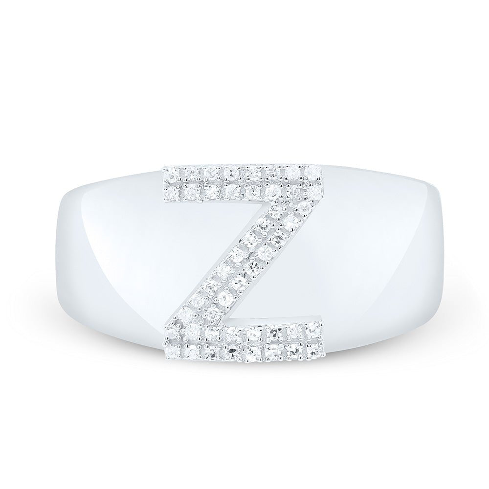 Sterling Silver Diamond Initial "Z" Men's Ring 1/8 Cttw - Splendid Jewellery