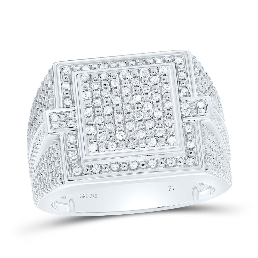 Sterling Silver Diamond Men's Ring 1/3 Cttw - Splendid Jewellery