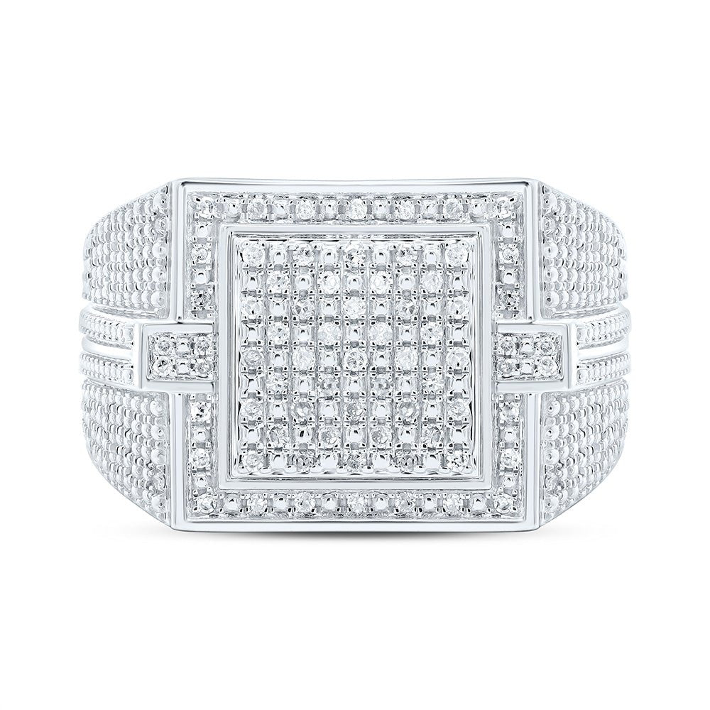 Sterling Silver Diamond Men's Ring 1/3 Cttw - Splendid Jewellery