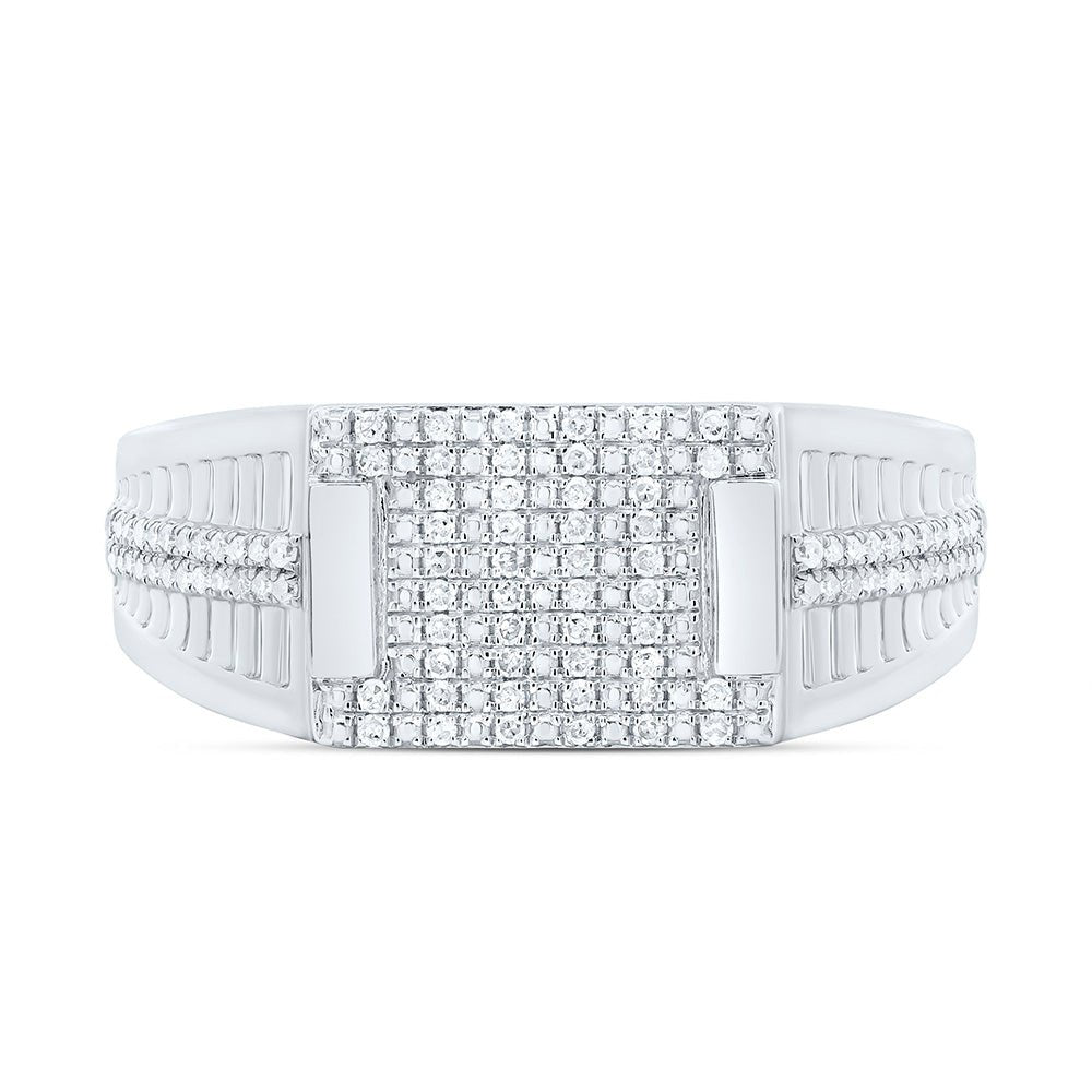 Sterling Silver Diamond Men's Ring 1/3 Cttw - Splendid Jewellery
