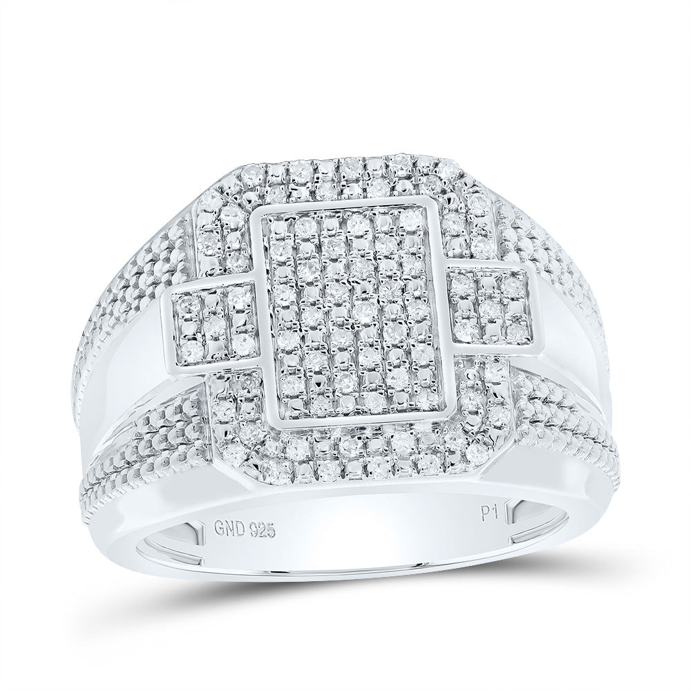 Sterling Silver Diamond Men's Ring 1/3 Cttw - Splendid Jewellery