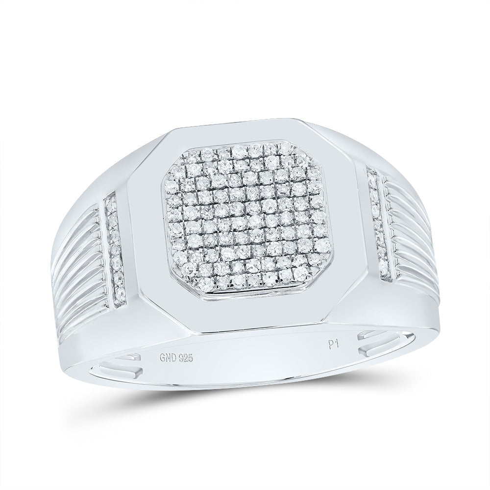 Sterling Silver Diamond Men's Ring 1/3 Cttw - Splendid Jewellery