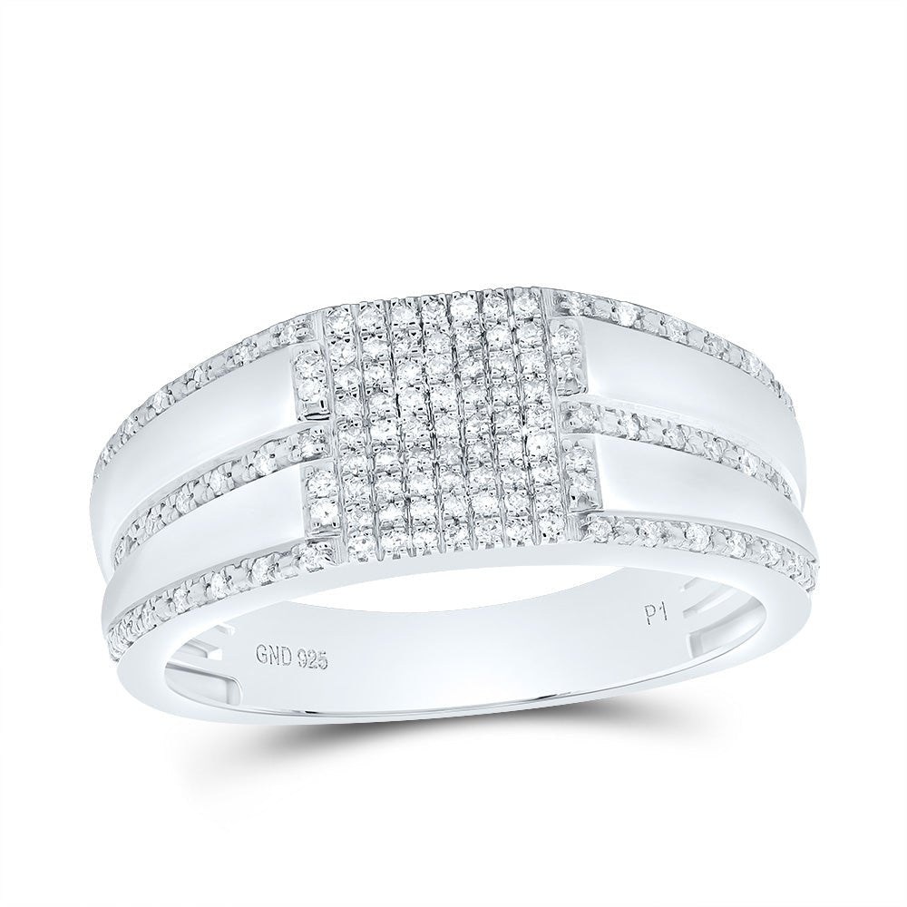 Sterling Silver Diamond Men's Ring 1/3 Cttw - Splendid Jewellery