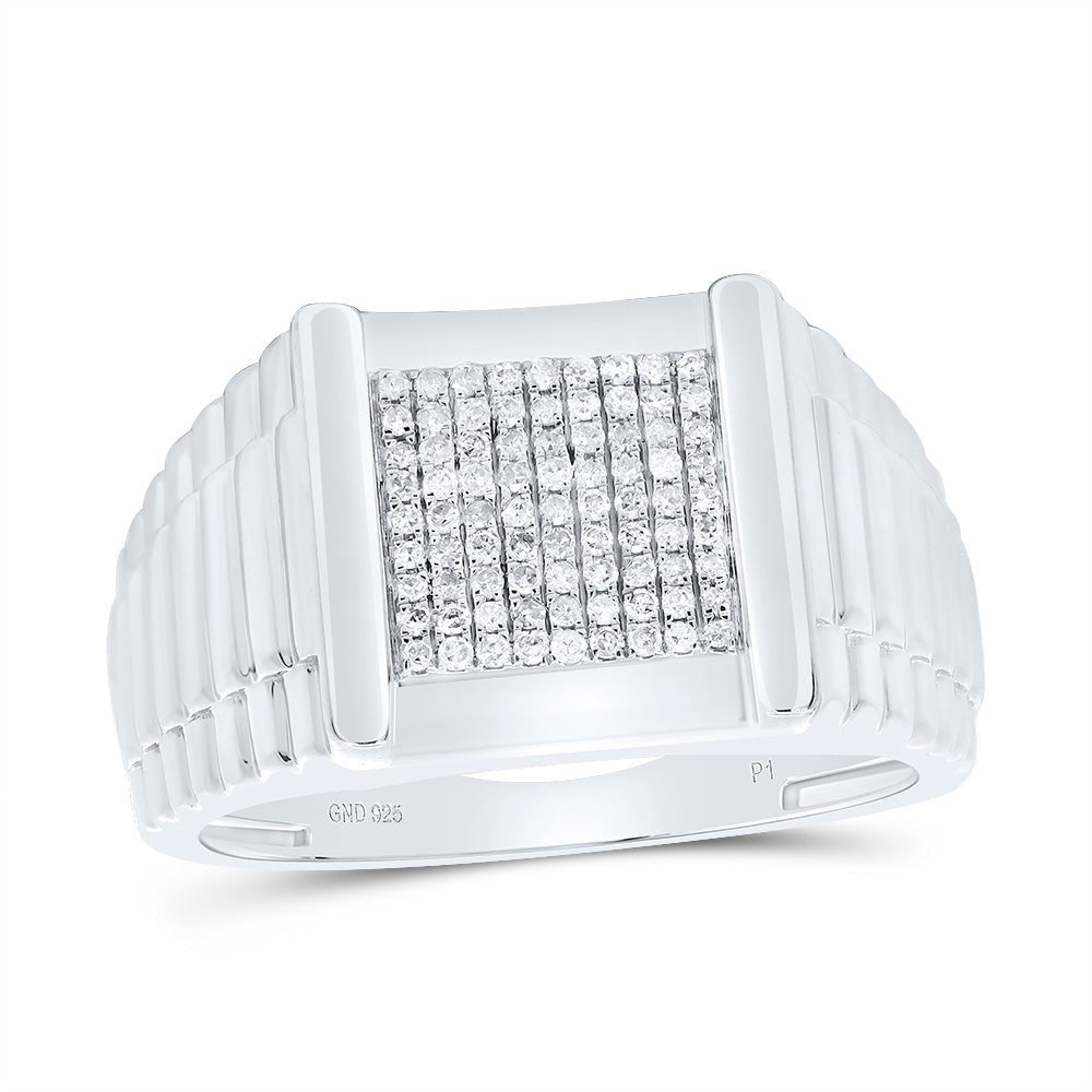 Sterling Silver Diamond Men's Ring 1/3 Cttw - Splendid Jewellery