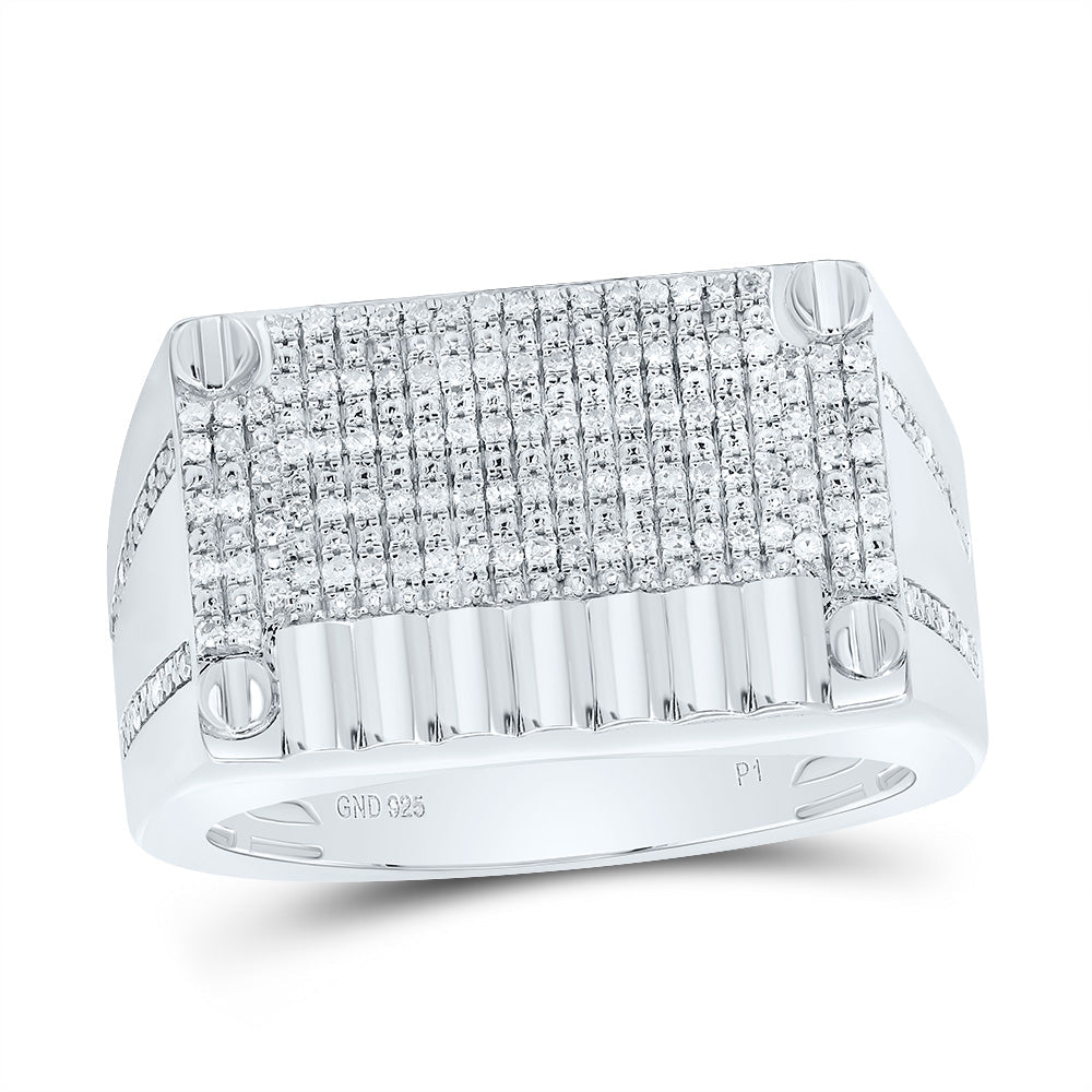 Sterling Silver Diamond Men's Ring 1/3 Cttw - Splendid Jewellery