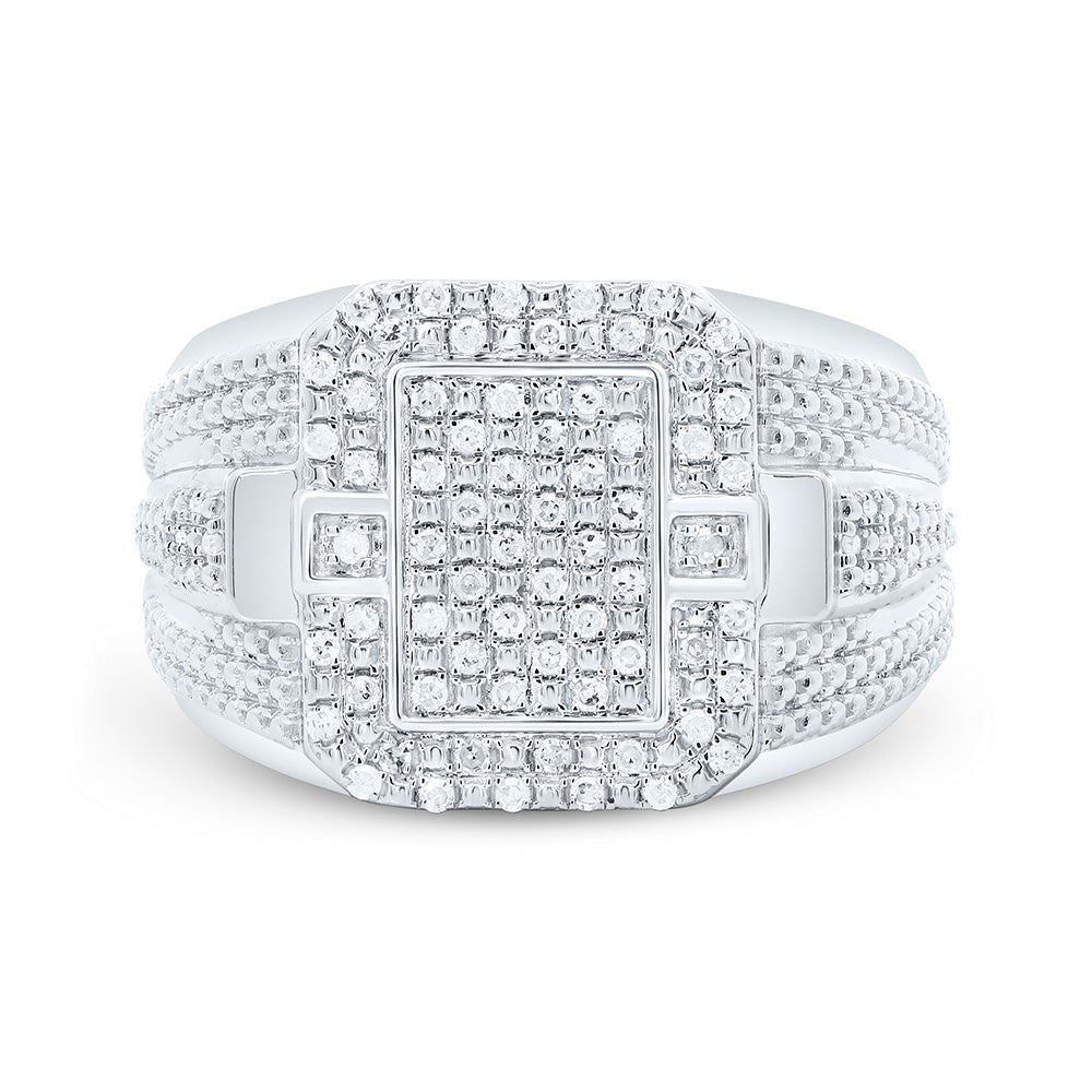 Sterling Silver Diamond Men's Ring 1/3 Cttw - Splendid Jewellery