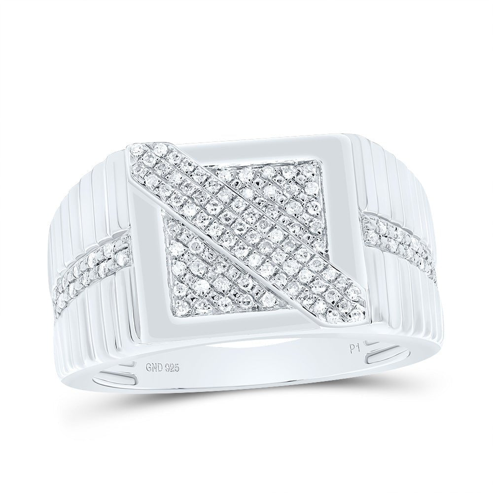 Sterling Silver Diamond Men's Ring 1/3 Cttw - Splendid Jewellery