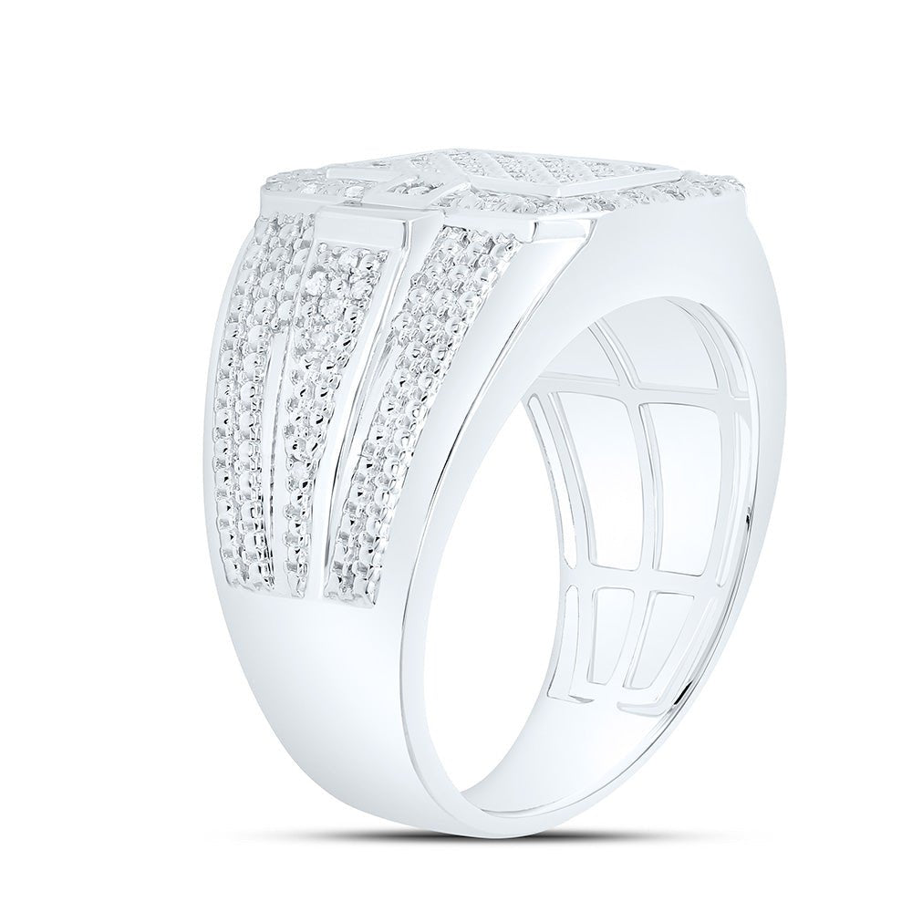 Sterling Silver Diamond Men's Ring 1/3 Cttw - Splendid Jewellery