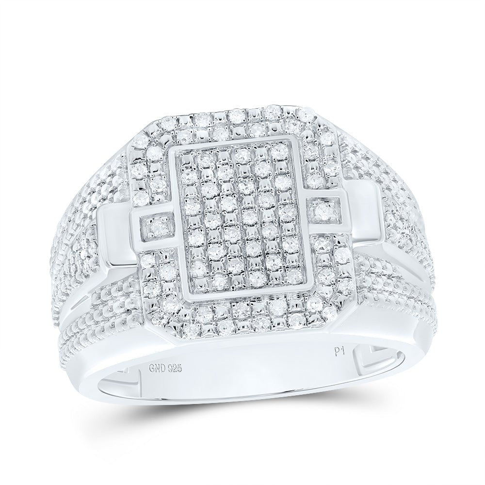 Sterling Silver Diamond Men's Ring 1/3 Cttw - Splendid Jewellery