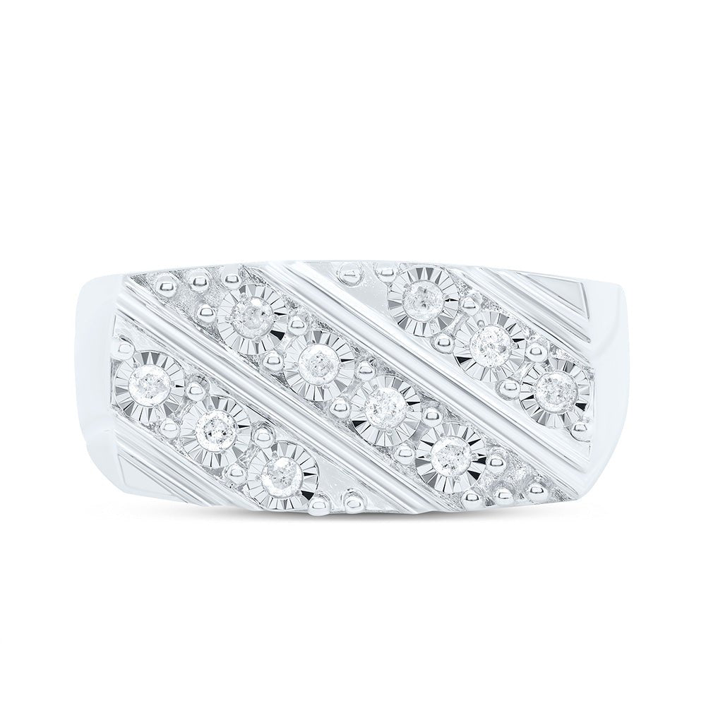 Sterling Silver Diamond Men's Ring 1/4 Cttw - Splendid Jewellery