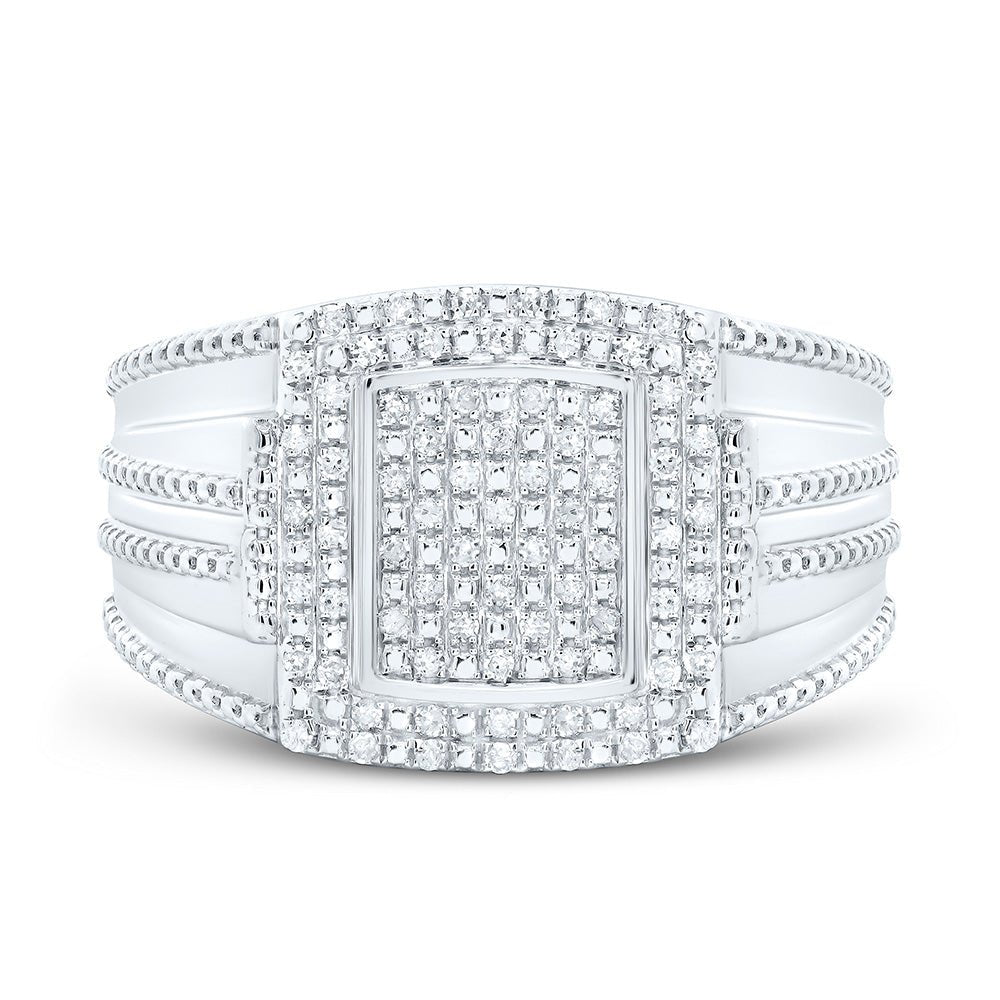 Sterling Silver Diamond Men's Ring 3/8 Cttw - Splendid Jewellery