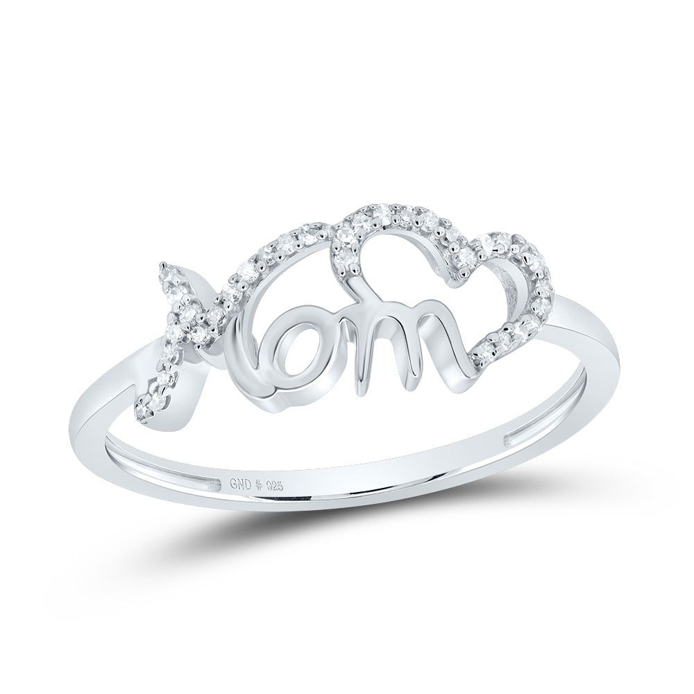 Sterling Silver Diamond Mom Heart Ring 1/10 Cttw - Splendid Jewellery