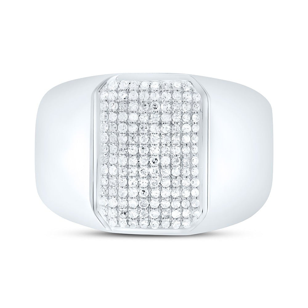 Sterling Silver Diamond Octagon Men's Ring 1/2 Cttw - Splendid Jewellery