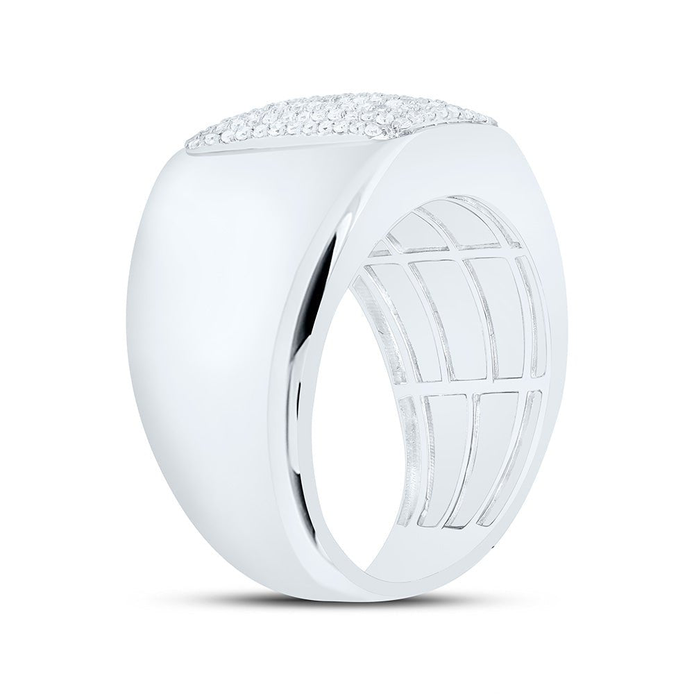Sterling Silver Diamond Octagon Men's Ring 1/2 Cttw - Splendid Jewellery