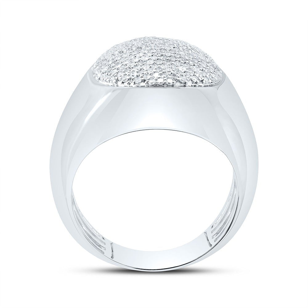 Sterling Silver Diamond Oval Men's Ring 5/8 Cttw - Splendid Jewellery