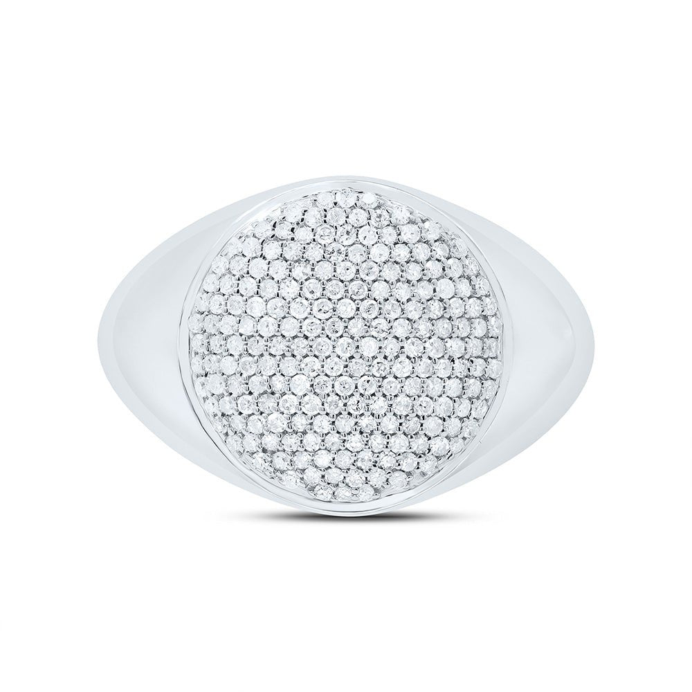 Sterling Silver Diamond Oval Men's Ring 5/8 Cttw - Splendid Jewellery