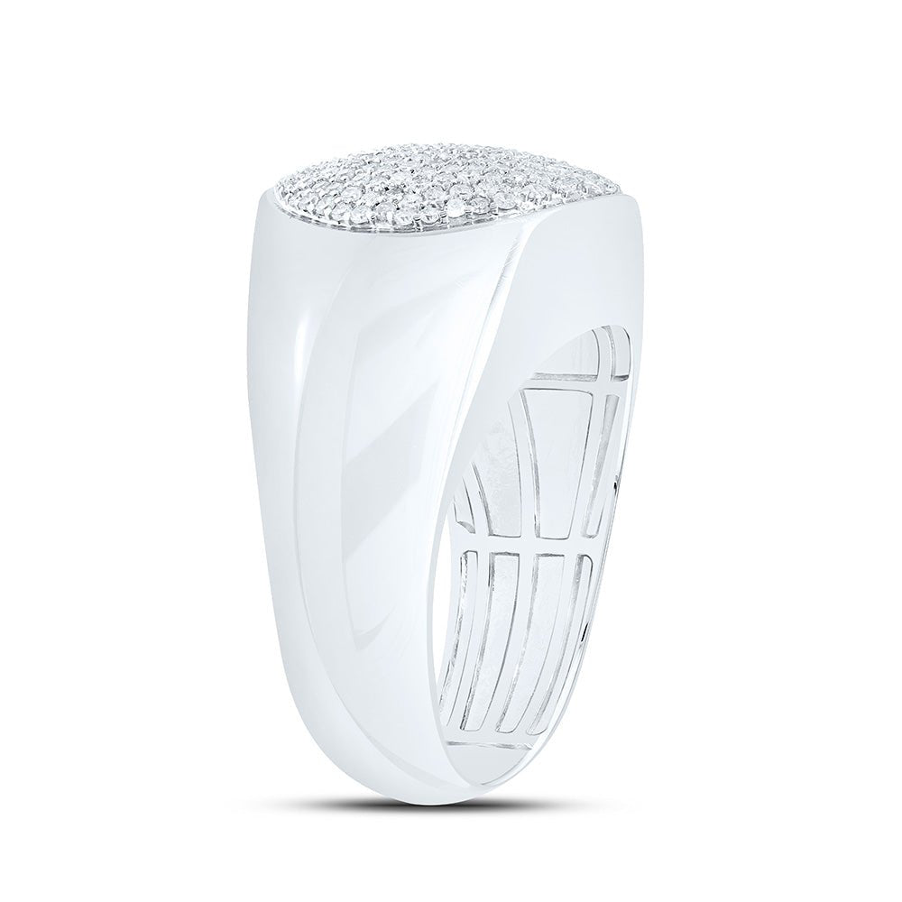 Sterling Silver Diamond Oval Men's Ring 5/8 Cttw - Splendid Jewellery