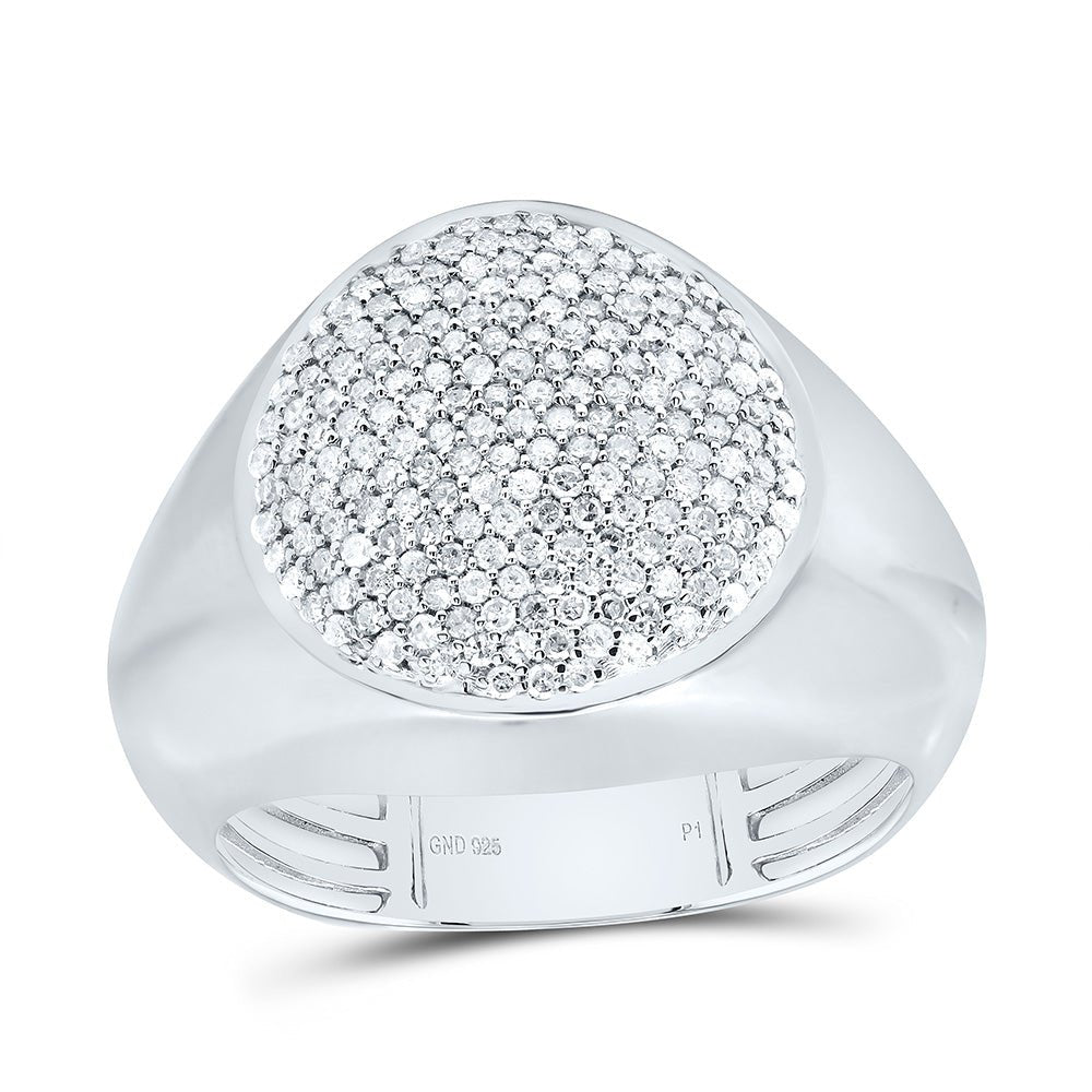 Sterling Silver Diamond Oval Men's Ring 5/8 Cttw - Splendid Jewellery