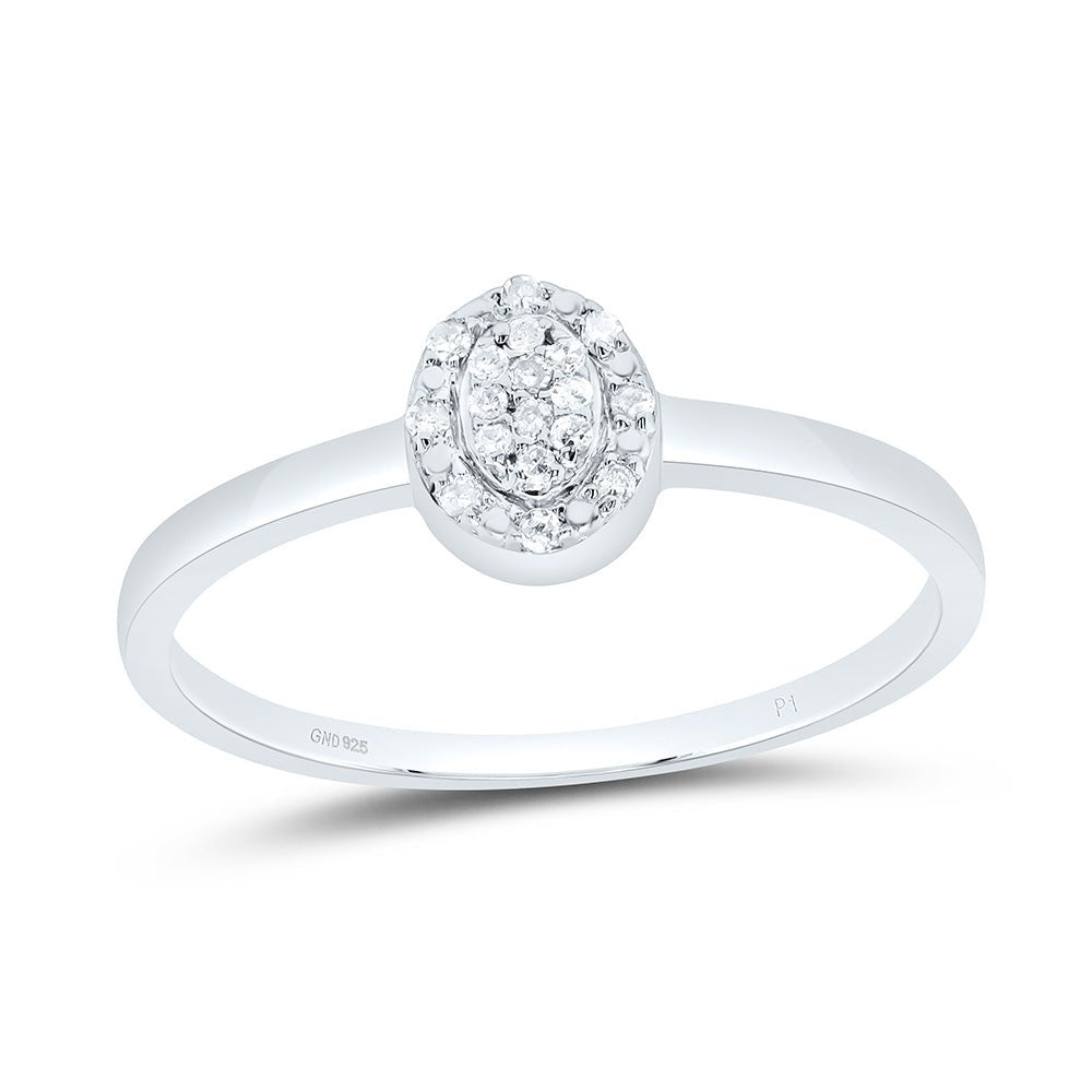 Sterling Silver Diamond Oval Ring 1/20 Cttw - Splendid Jewellery
