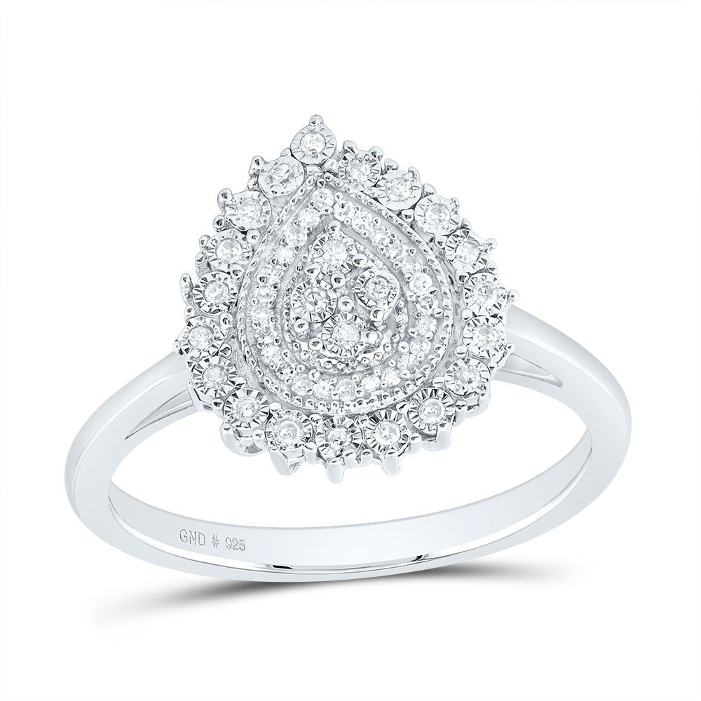 Sterling Silver Diamond Pear Ring 1/8 Cttw - Splendid Jewellery