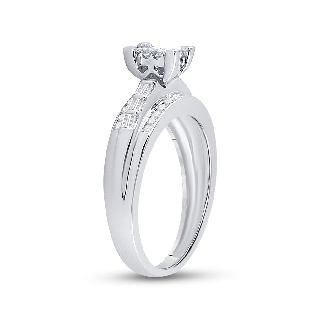 Sterling Silver Princess Diamond Cluster Bridal Wedding Engagement Ring 1/2 Cttw - Splendid Jewellery
