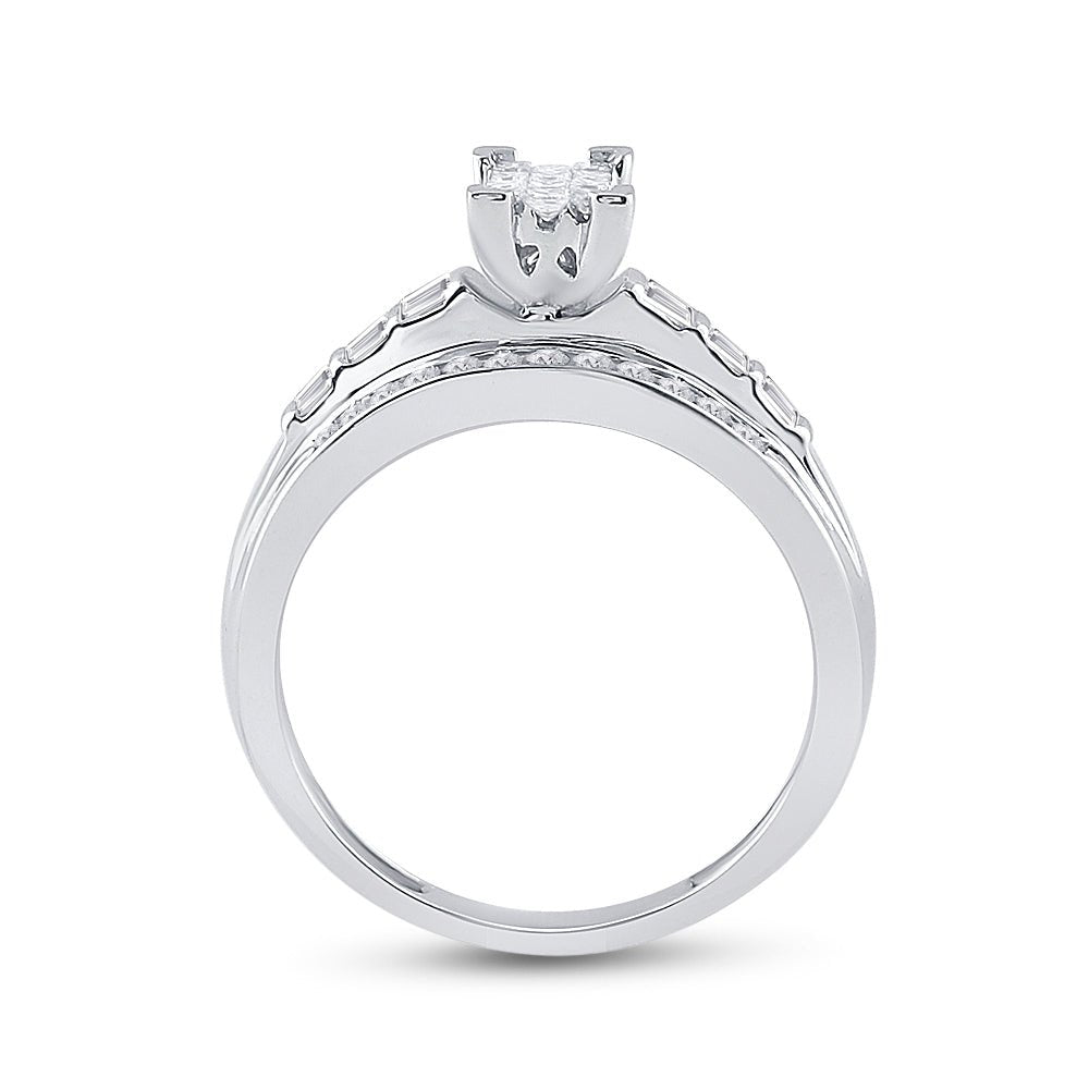 Sterling Silver Princess Diamond Cluster Bridal Wedding Engagement Ring 1/2 Cttw - Splendid Jewellery