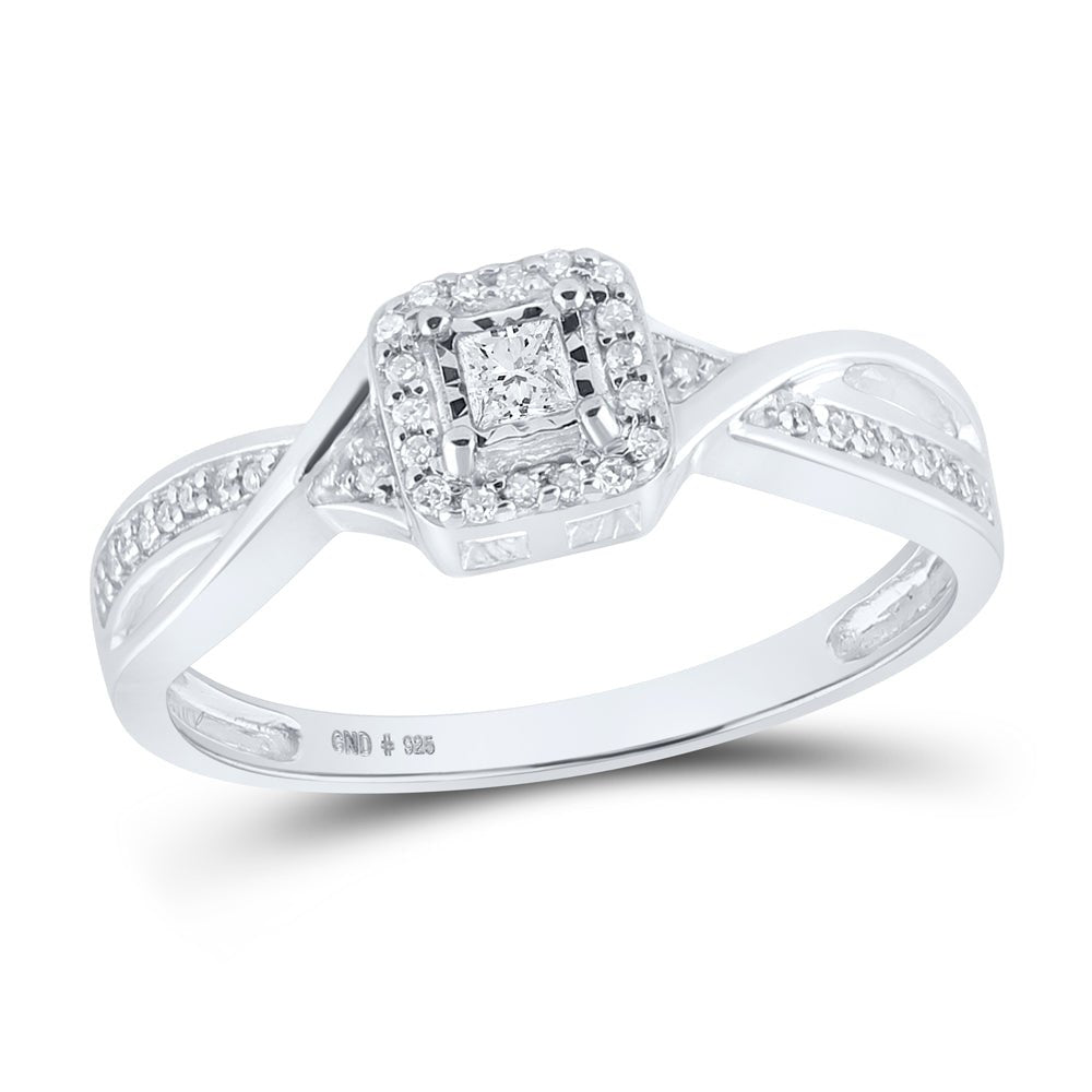 Sterling Silver Princess Diamond Solitaire Promise Bridal Ring 1/8 Cttw - Splendid Jewellery