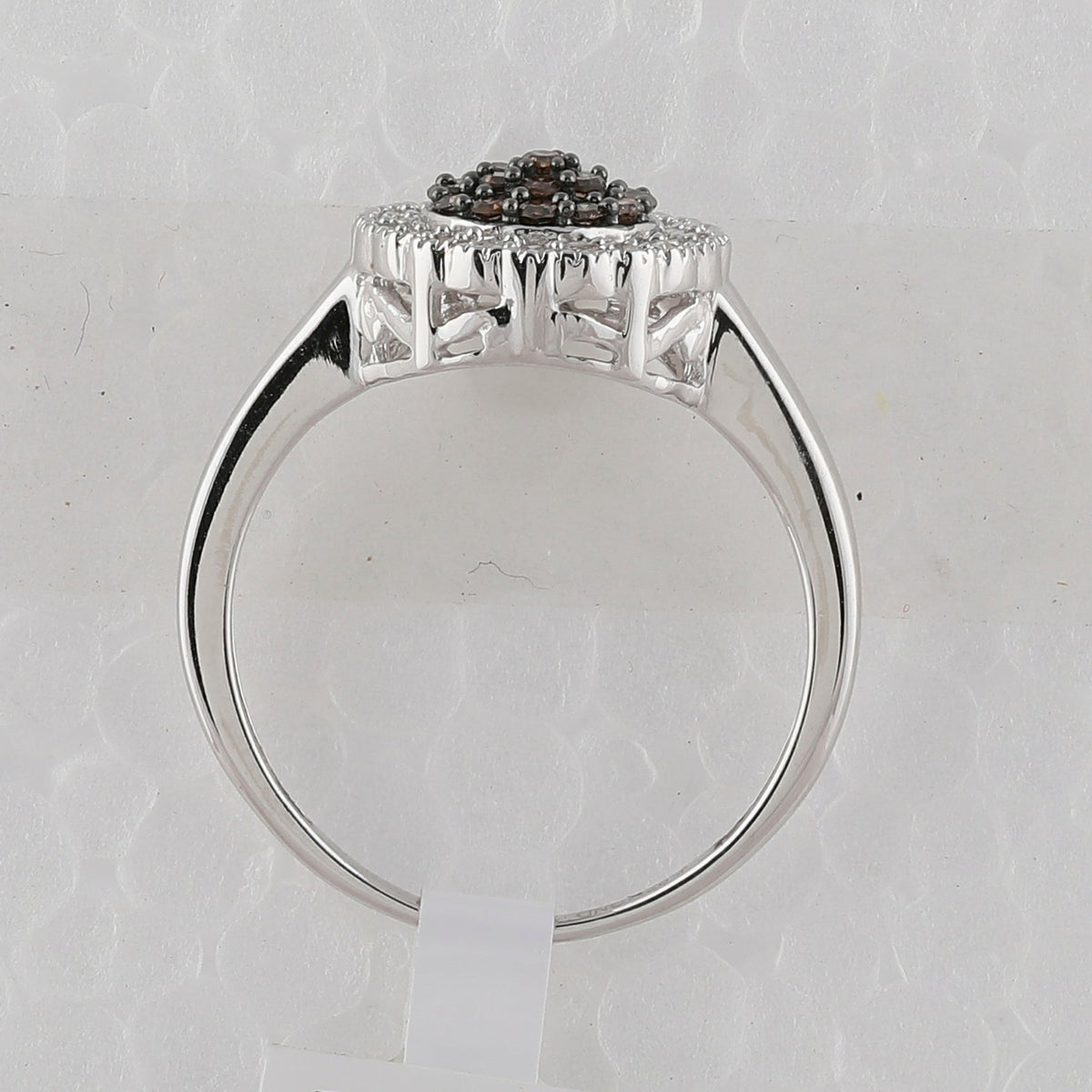 Sterling Silver Round Brown Diamond Cluster Ring 1/3 Cttw - Splendid Jewellery