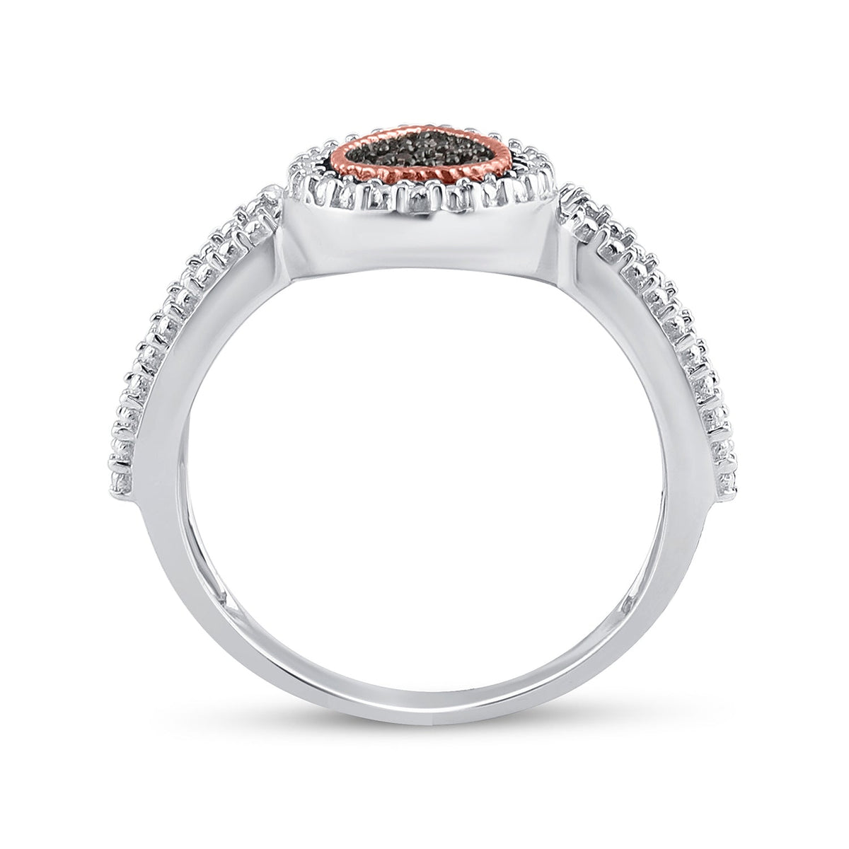 Sterling Silver Round Brown Diamond Teardrop Cluster Ring 1/6 Cttw - Splendid Jewellery