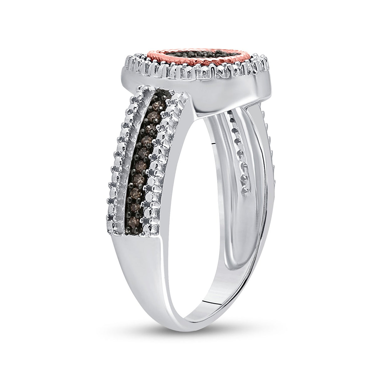 Sterling Silver Round Brown Diamond Teardrop Cluster Ring 1/6 Cttw - Splendid Jewellery