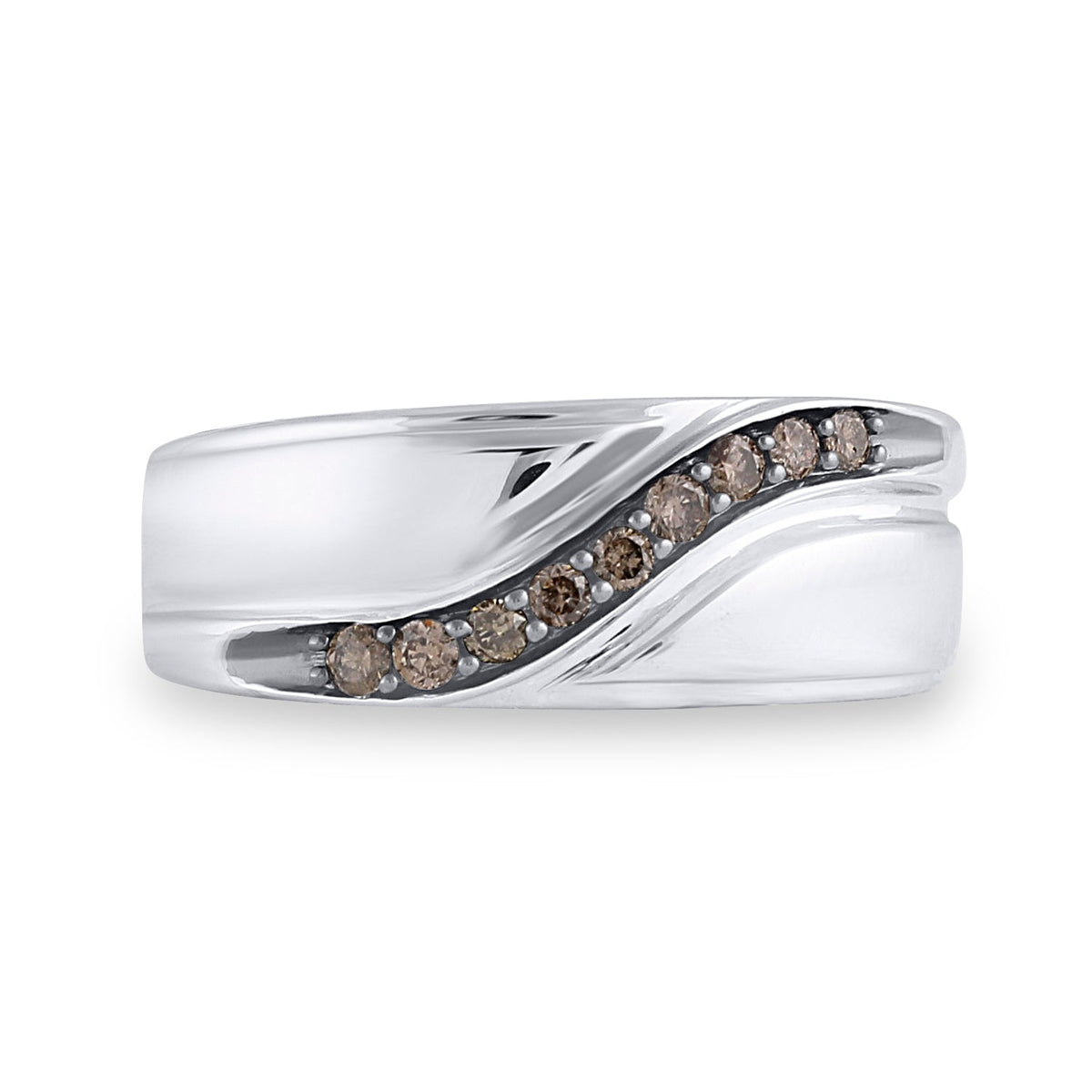 Sterling Silver Round Brown Diamond Wedding Band Ring 1/4 Cttw - Splendid Jewellery