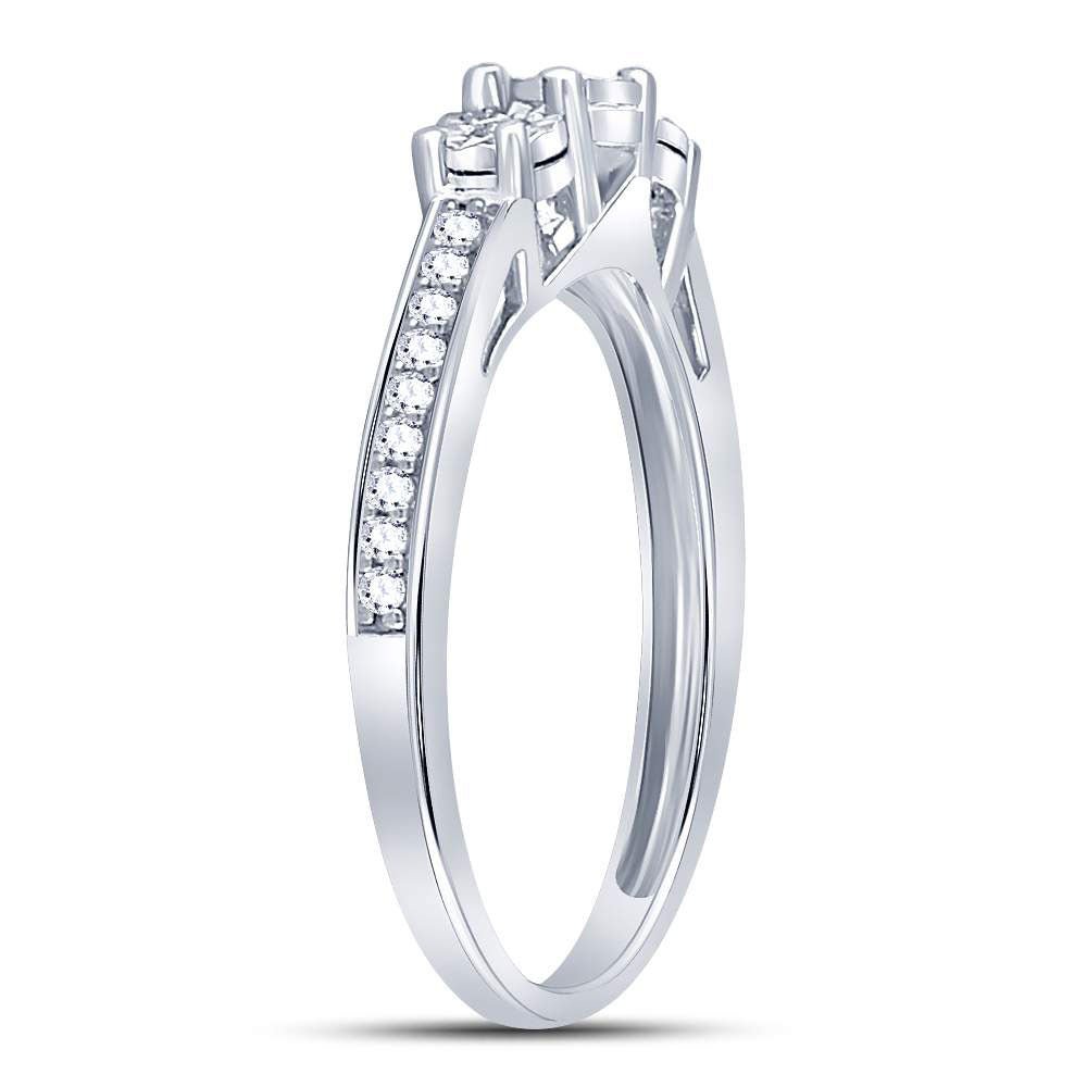 Sterling Silver Round Diamond 3 Stone Bridal Wedding Engagement Ring 1/6 Cttw - Splendid Jewellery