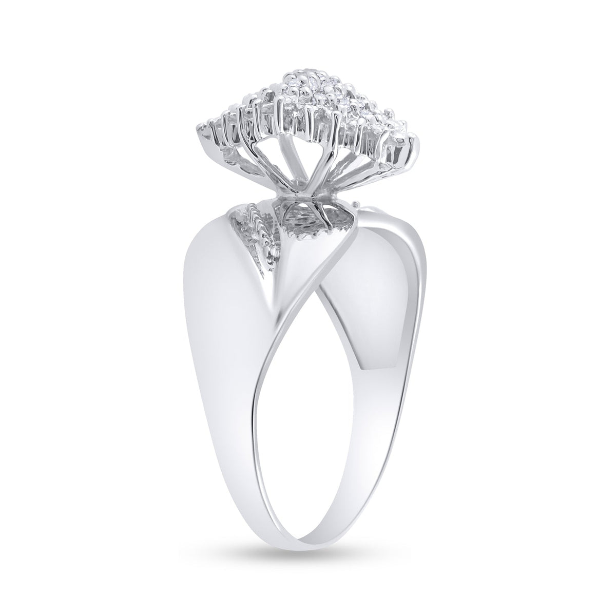 Sterling Silver Round Diamond Cluster Ring 1/8 Cttw - Splendid Jewellery