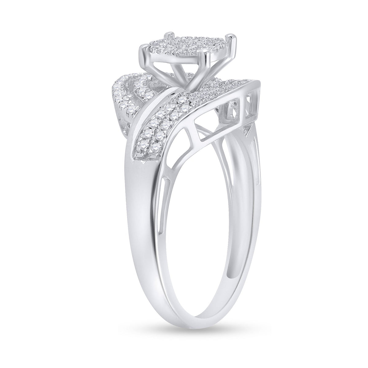 Sterling Silver Round Diamond Designer Ring 1/2 Cttw - Splendid Jewellery