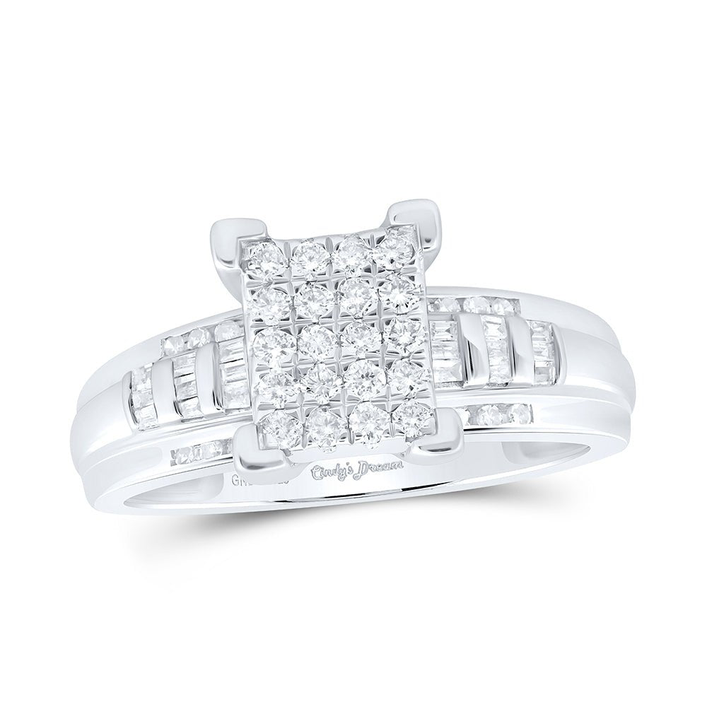 Sterling Silver Round Diamond Designer Ring 1/2 Cttw - Splendid Jewellery