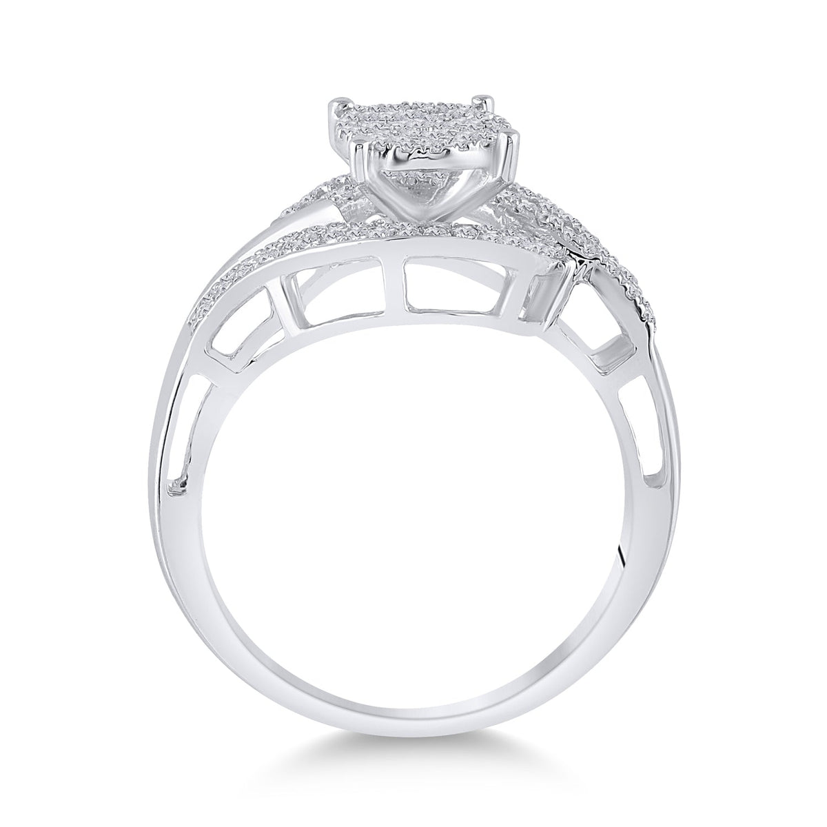 Sterling Silver Round Diamond Designer Ring 1/2 Cttw - Splendid Jewellery
