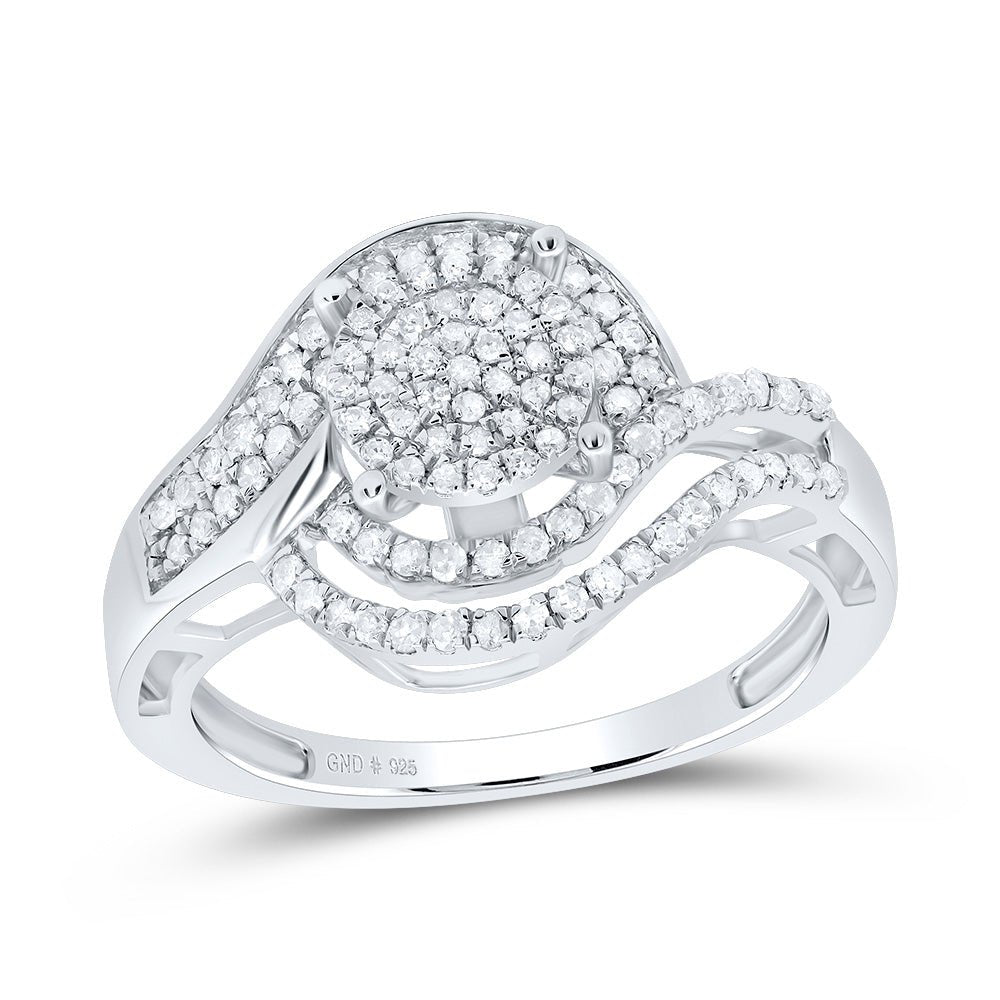 Sterling Silver Round Diamond Designer Ring 1/2 Cttw - Splendid Jewellery