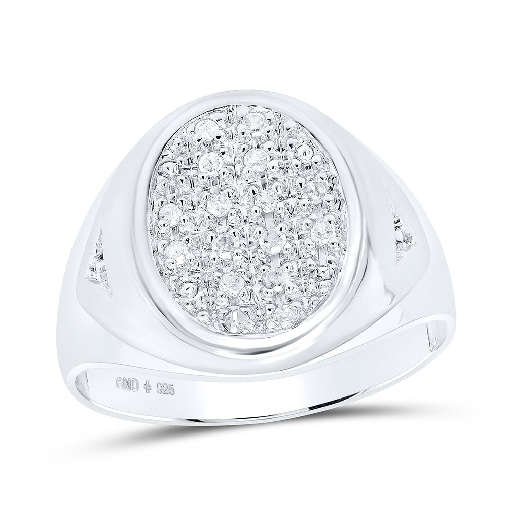 Sterling Silver Round Diamond Fashion Mens Ring 1/6 Cttw - Splendid Jewellery