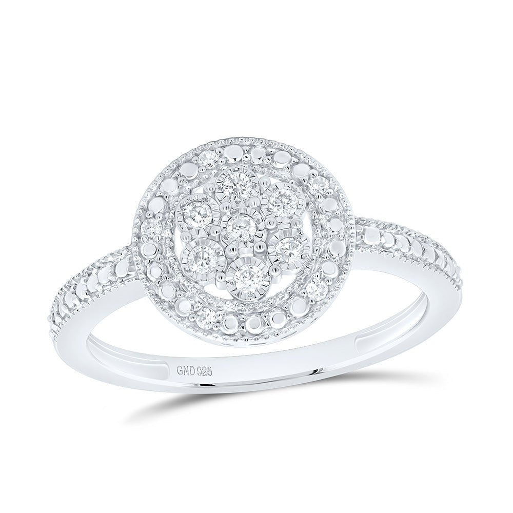 Sterling Silver Round Diamond Flower Cluster Bridal Wedding Engagement Ring 1/8 Cttw - Splendid Jewellery