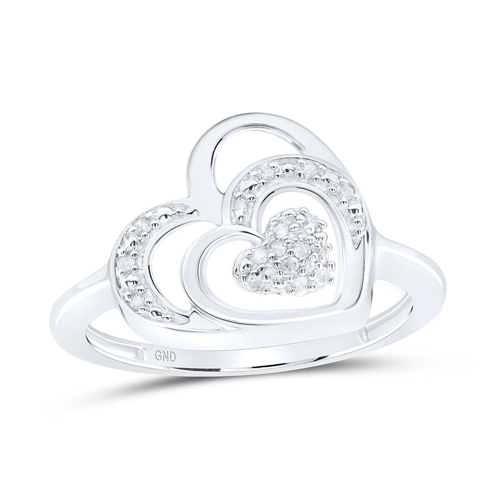 Sterling Silver Round Diamond Gift Heart Ring 1/20 Cttw - Splendid Jewellery