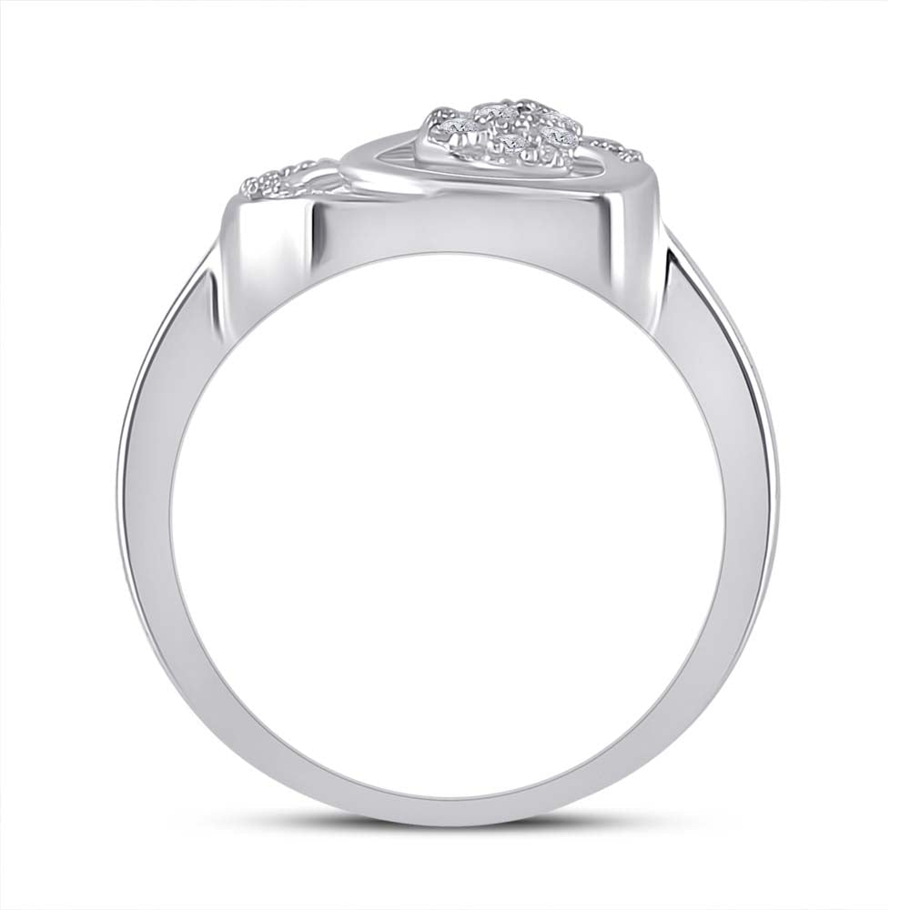 Sterling Silver Round Diamond Gift Heart Ring 1/20 Cttw - Splendid Jewellery